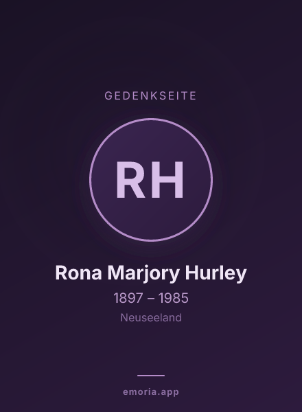 Gedenkportrait von Rona Marjory Hurley