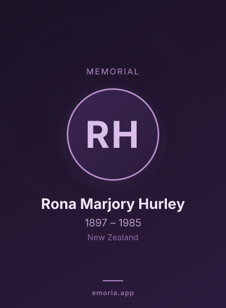 Memorial portrait of Rona Marjory Hurley