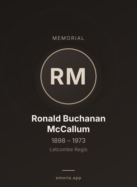 Memorial portrait of Ronald Buchanan McCallum