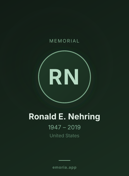Memorial portrait of Ronald E. Nehring