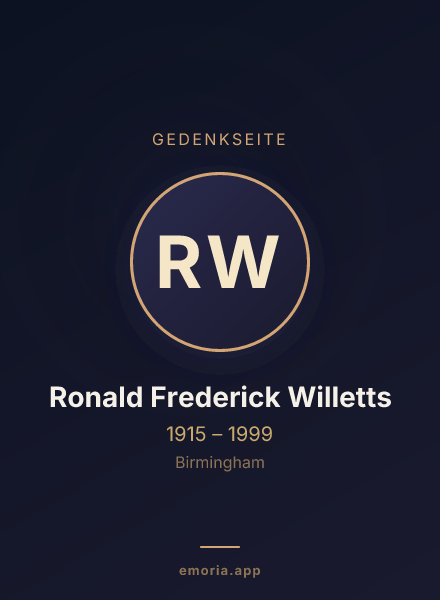 Gedenkportrait von Ronald Frederick Willetts