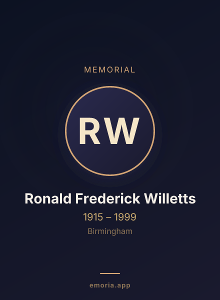 Memorial portrait of Ronald Frederick Willetts