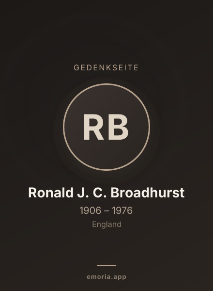 Gedenkportrait von Ronald J. C. Broadhurst