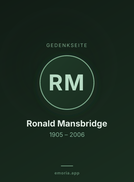 Gedenkportrait von Ronald Mansbridge