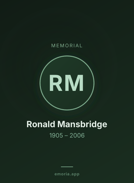 Memorial portrait of Ronald Mansbridge