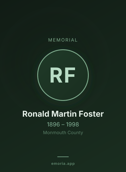 Memorial portrait of Ronald Martin Foster