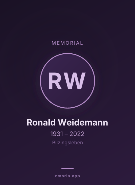 Memorial portrait of Ronald Weidemann