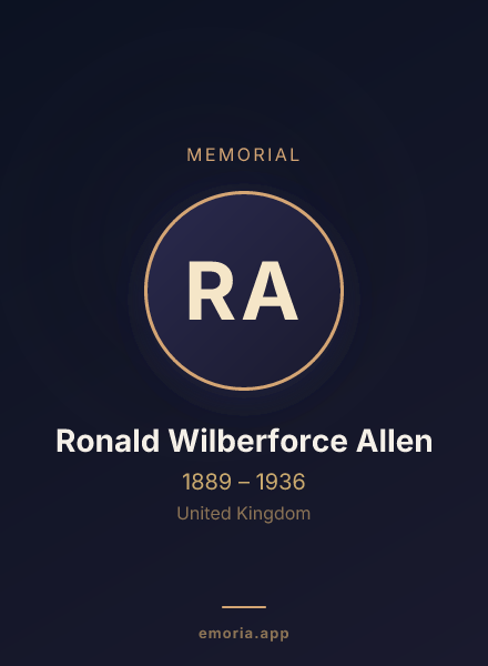 Memorial portrait of Ronald Wilberforce Allen