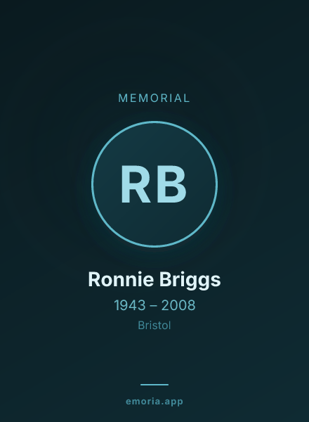 Memorial portrait of Ronnie Briggs