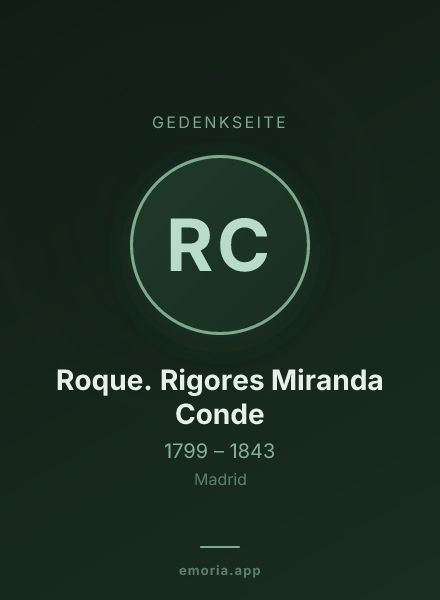 Gedenkportrait von Roque. Rigores Miranda Conde
