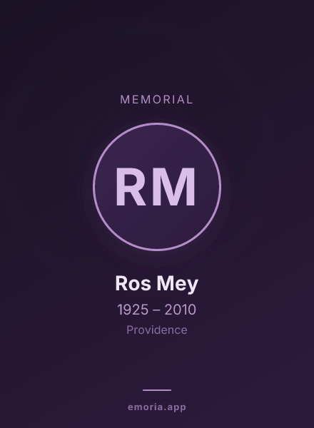 Memorial portrait of Ros Mey