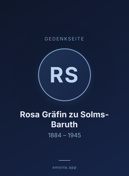 Gedenkportrait von Rosa Gräfin zu Solms-Baruth