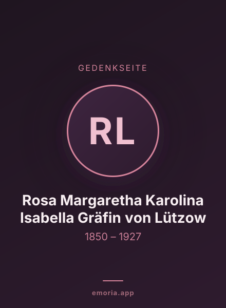 Gedenkportrait von Rosa Margaretha Karolina Isabella Gräfin von Lützow