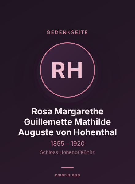 Gedenkportrait von Rosa Margarethe Guillemette Mathilde Auguste von Hohenthal