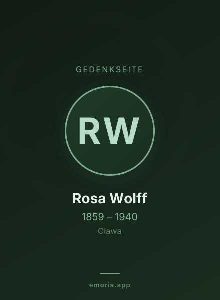 Gedenkportrait von Rosa Wolff