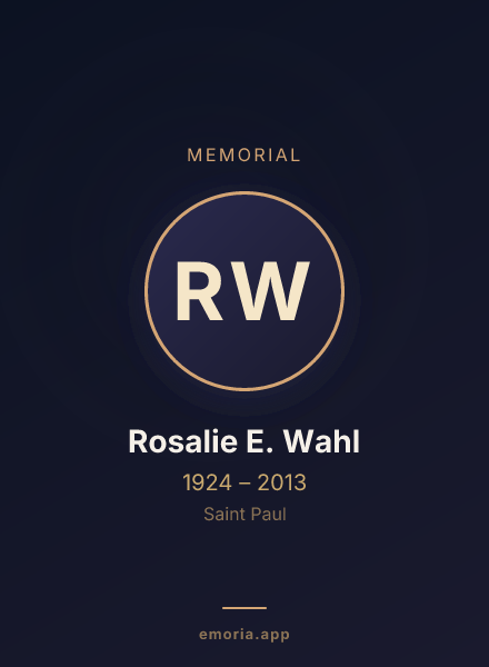 Memorial portrait of Rosalie E. Wahl