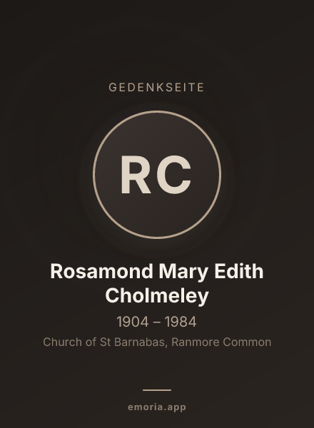 Gedenkportrait von Rosamond Mary Edith Cholmeley
