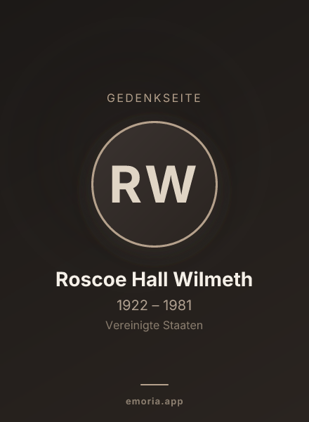 Gedenkportrait von Roscoe Hall Wilmeth