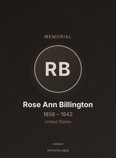 Memorial portrait of Rose Ann Billington