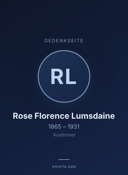 Gedenkportrait von Rose Florence Lumsdaine