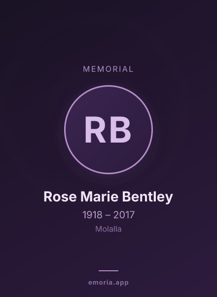 Memorial portrait of Rose Marie Bentley