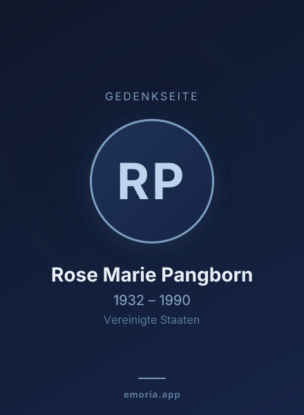 Gedenkportrait von Rose Marie Pangborn