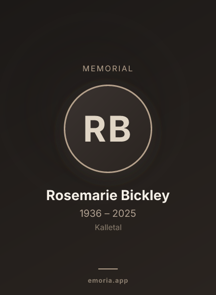 Memorial portrait of Rosemarie Bickley