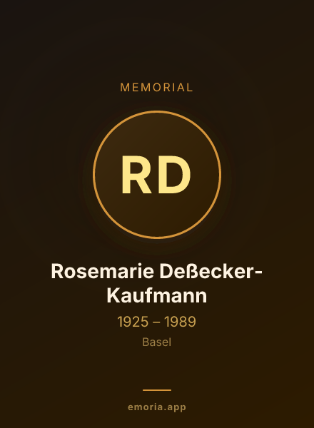 Memorial portrait of Rosemarie Deßecker-Kaufmann