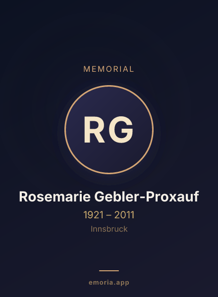 Memorial portrait of Rosemarie Gebler-Proxauf