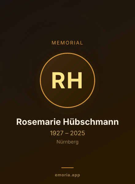 Memorial portrait of Rosemarie Hübschmann
