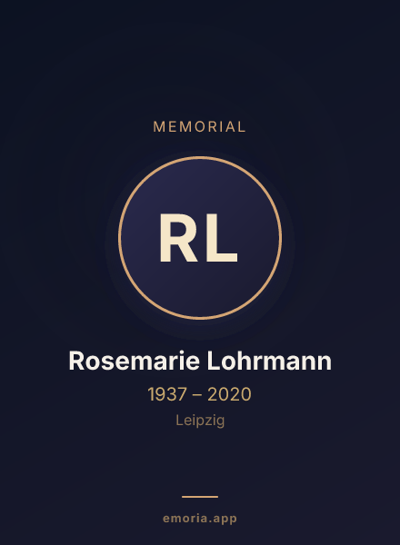 Memorial portrait of Rosemarie Lohrmann
