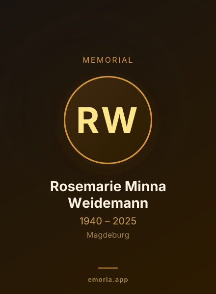 Memorial portrait of Rosemarie Minna Weidemann