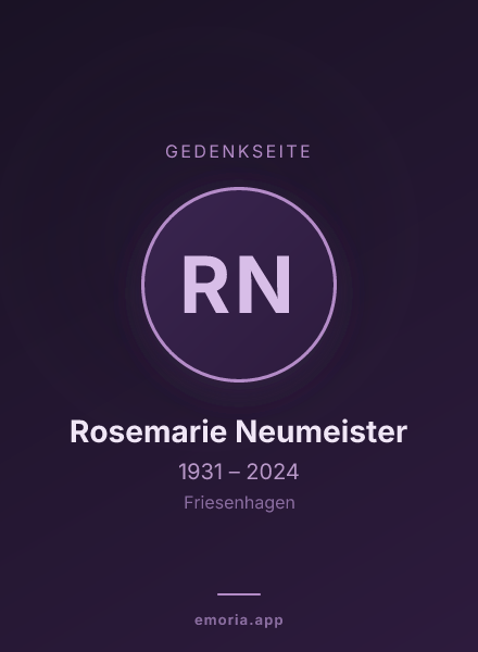 Gedenkportrait von Rosemarie Neumeister