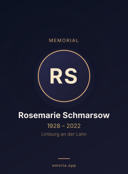 Memorial portrait of Rosemarie Schmarsow