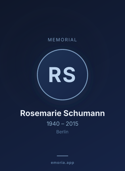 Memorial portrait of Rosemarie Schumann