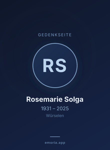 Gedenkportrait von Rosemarie Solga