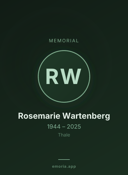 Memorial portrait of Rosemarie Wartenberg