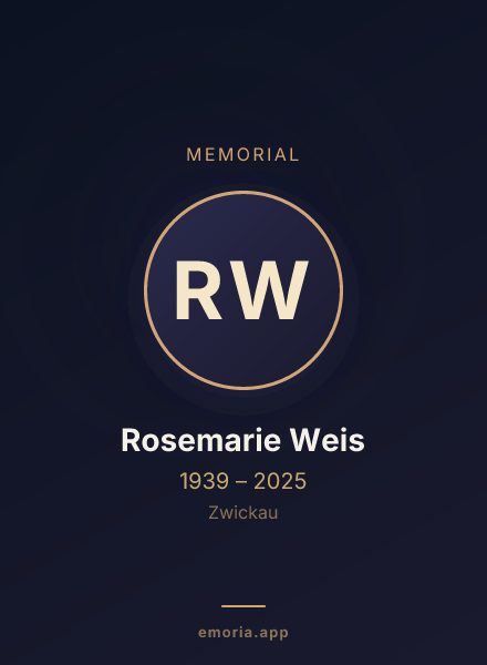 Memorial portrait of Rosemarie Weis