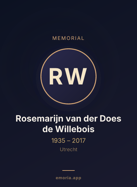Memorial portrait of Rosemarijn van der Does de Willebois