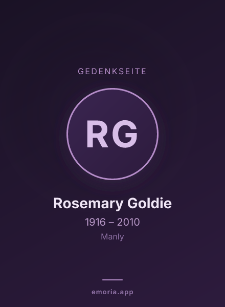 Gedenkportrait von Rosemary Goldie