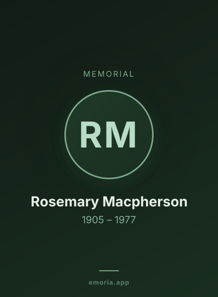 Memorial portrait of Rosemary Macpherson