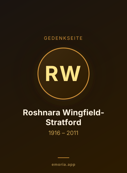 Gedenkportrait von Roshnara Wingfield-Stratford