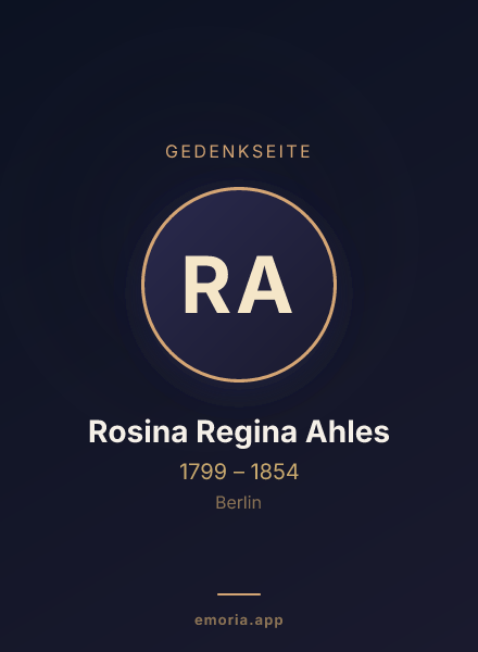 Gedenkportrait von Rosina Regina Ahles