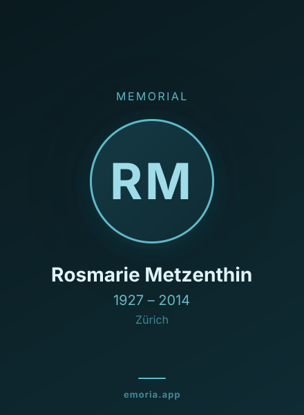 Memorial portrait of Rosmarie Metzenthin