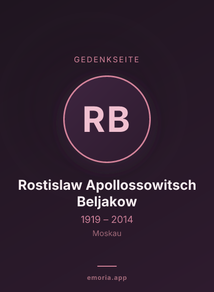 Gedenkportrait von Rostislaw Apollossowitsch Beljakow