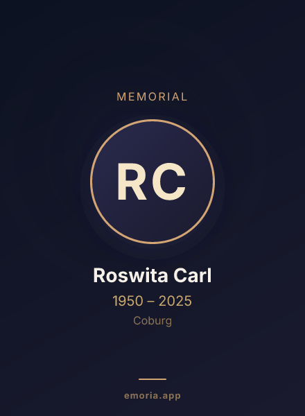 Memorial portrait of Roswita Carl