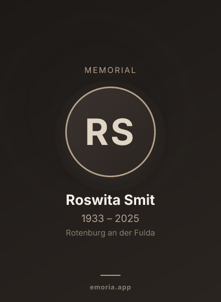 Memorial portrait of Roswita Smit