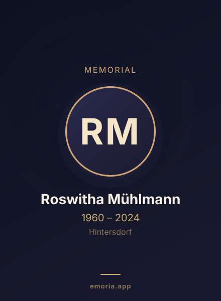 Memorial portrait of Roswitha Mühlmann