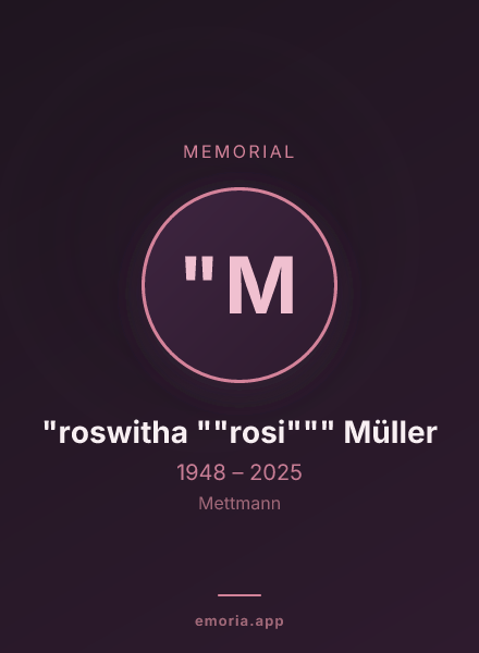 Memorial portrait of "roswitha ""rosi""" Müller