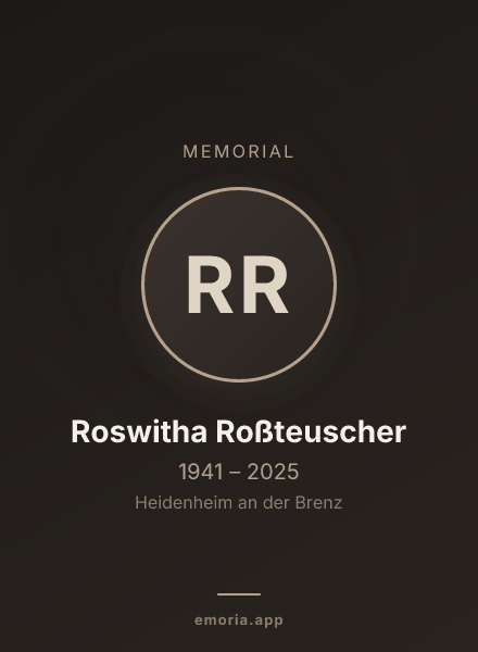 Memorial portrait of Roswitha Roßteuscher